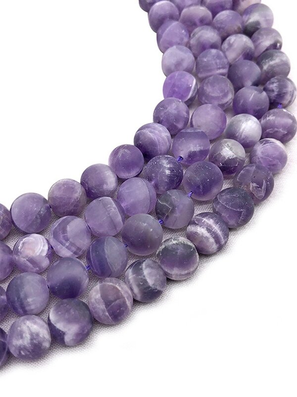 200PCS Matte Amethyst 8MM Round Beads for DIY Making Jewelry Necklace Energy Healing Power Unpolished Gemstone Loose Crystal