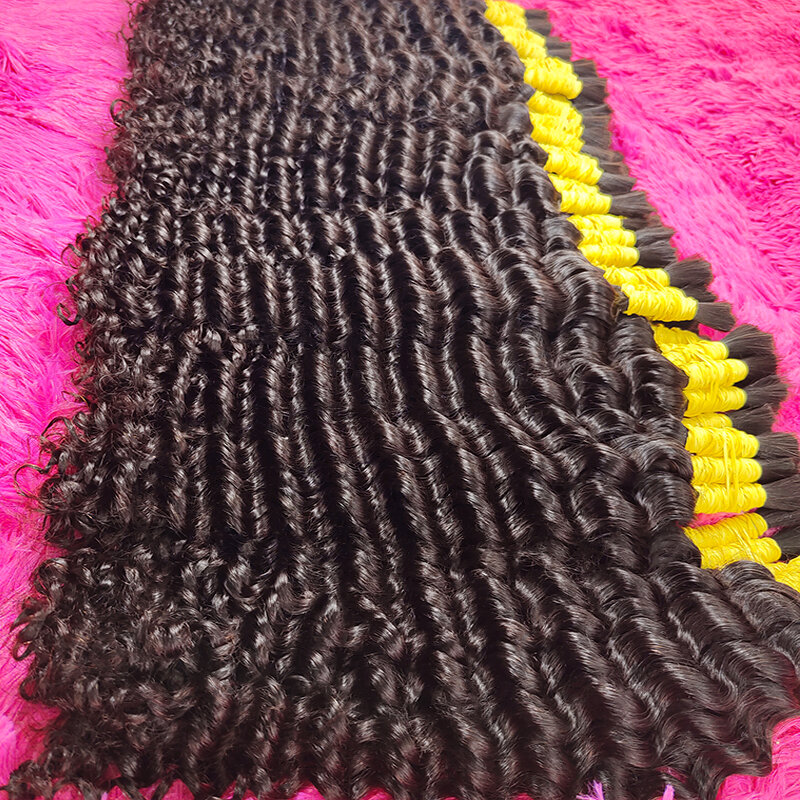 Deep Wave Bulk Human Hair For Braiding 16-30 Inch 100% Unprocessed No Weft Deep Curly Human Hair Extensions 100g/pc