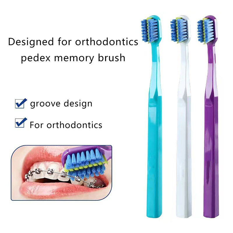 Cepillos de dientes de ortodoncia para adultos, cepillo de dientes de cerdas suaves, 1 unidad