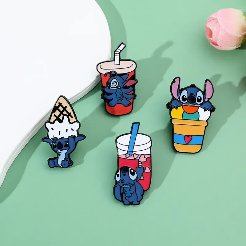 Cute Disney Stitch Lapel Badges Backpack Brooch Enamel Pins Metal Clothes Jeans Accessories Decoration Cartoon Jewelry Anime