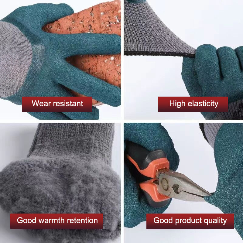 Sarung tangan ban musim dingin, tebal dan beludru karet Anti aus Anti slip lokasi konstruksi sarung tangan pelindung kerja