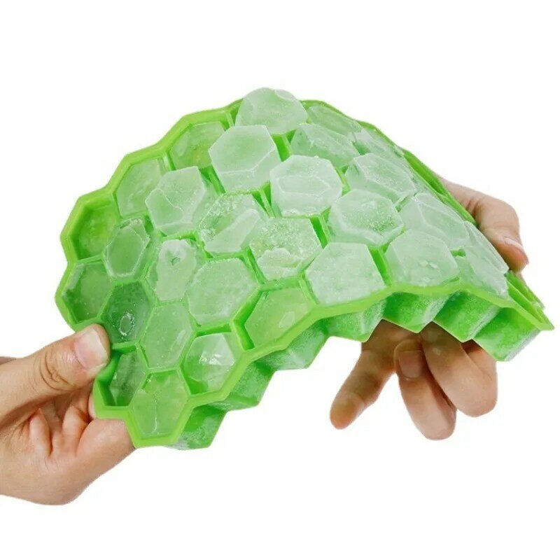 Reusable BPA Free Silicone Ice Mold with Removable Lids, 37 Grids Ice Cube Tray, Creative Honeycomb Ice Mould for Home Use