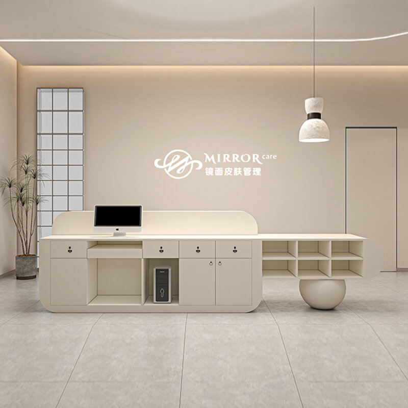 Banco Reception nordico negozio di abbigliamento salone di bellezza informazioni scrivania semplicità cassiere Mesa De Madera blanpaluxury Furniture