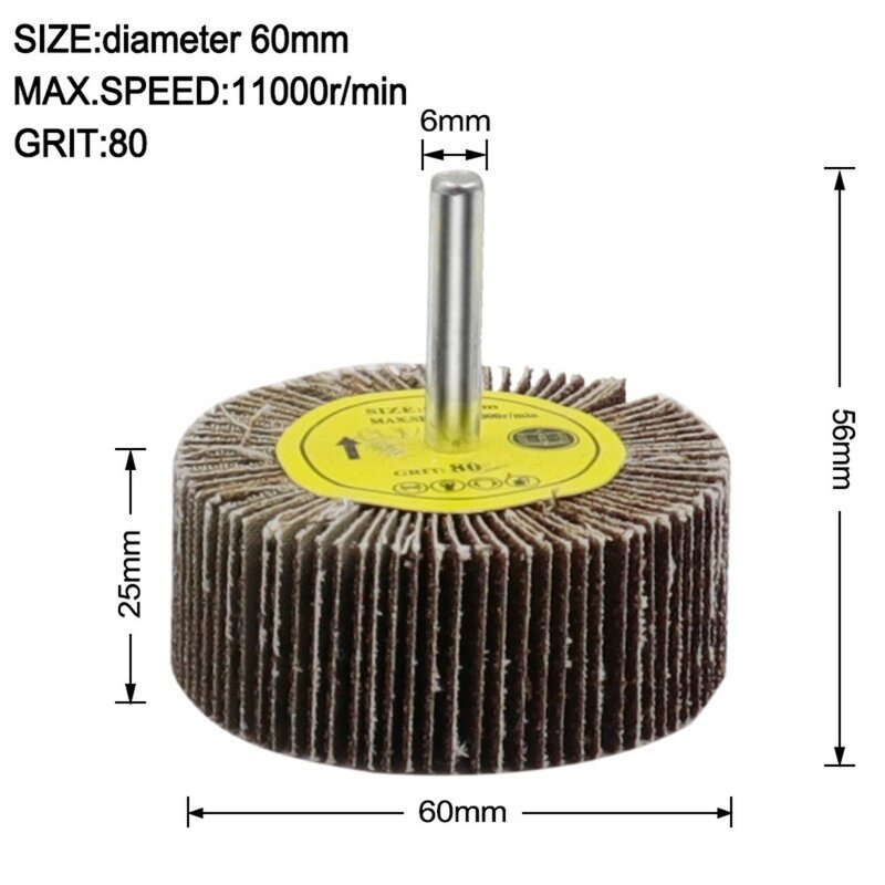 Disco de roda de lixamento abrasivo, Rebolo, 80 Grit, 80mm, 60mm, 50mm, 40mm, 30mm, 25mm, 20mm, 16mm, 1Pc