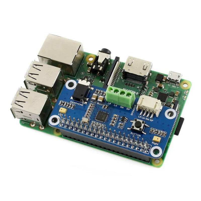 Waveshare WM8960 sombrero de tarjeta de sonido Hi-Fi para Raspberry Pi, admite codificación/decodificación estéreo, puede conducir directamente altavoces