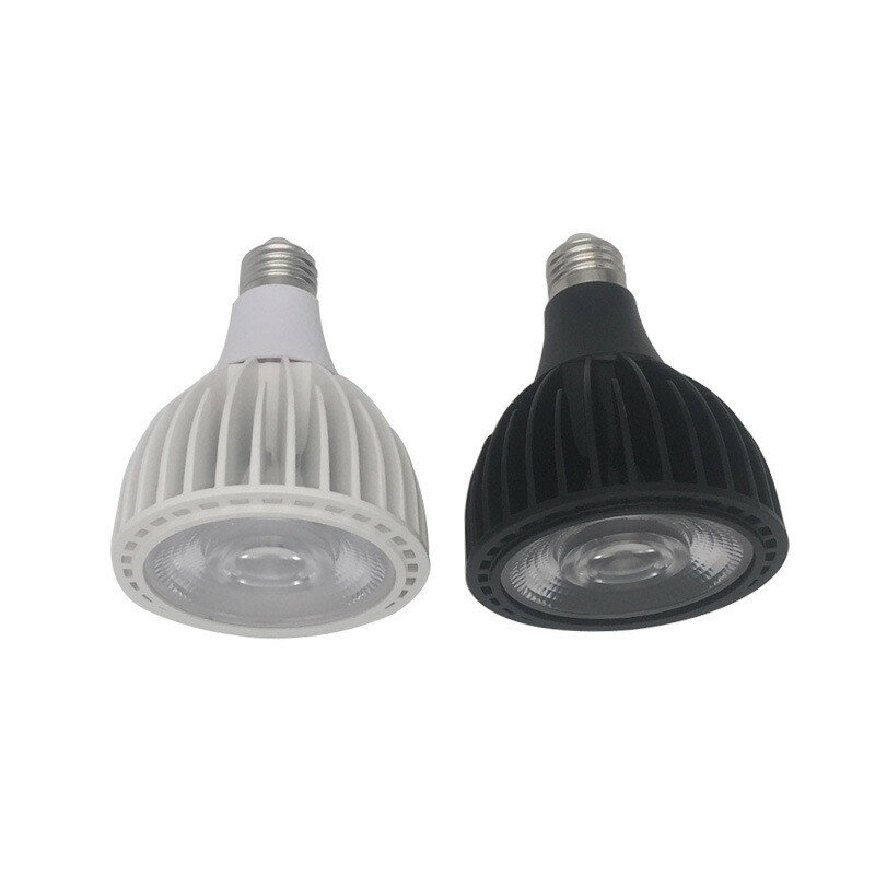 عكس الضوء 10WPAR20 15WPAR30 25WPAR38 COB مصباح الأضواء E27 LED لمبة إضاءة داخلية 110-240 فولت أسود/أبيض الجسم شحن مجاني