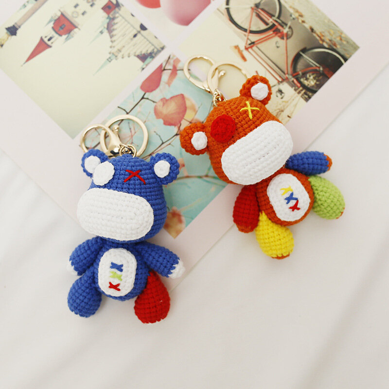 Mão criativa crochê boneca DIY animal imagem pingente Boutique telefone móvel carro chaveiro ou mochila decoração pequeno presente
