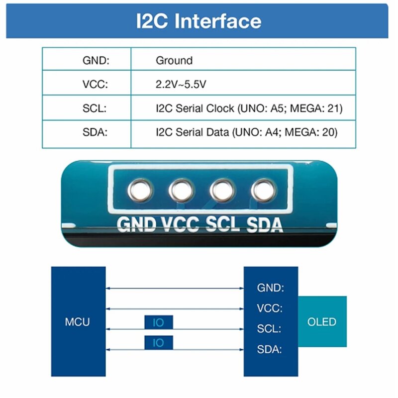 Original 0,96 Zoll oled iic serielle weiß oled Anzeige modul x64 i2c ssd1306 lcd Bildschirm platine für Arduino