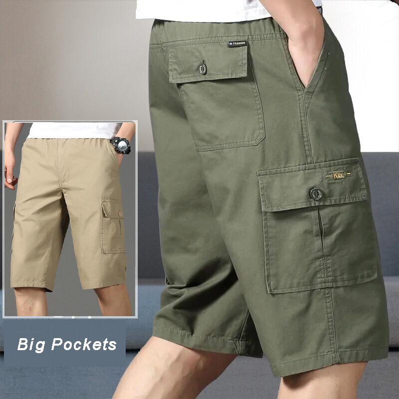 Pantalones Capri de algodón para hombre, pantalón corto de chándal con cintura elástica, ideal para senderismo, correr, gimnasio, por debajo de la rodilla