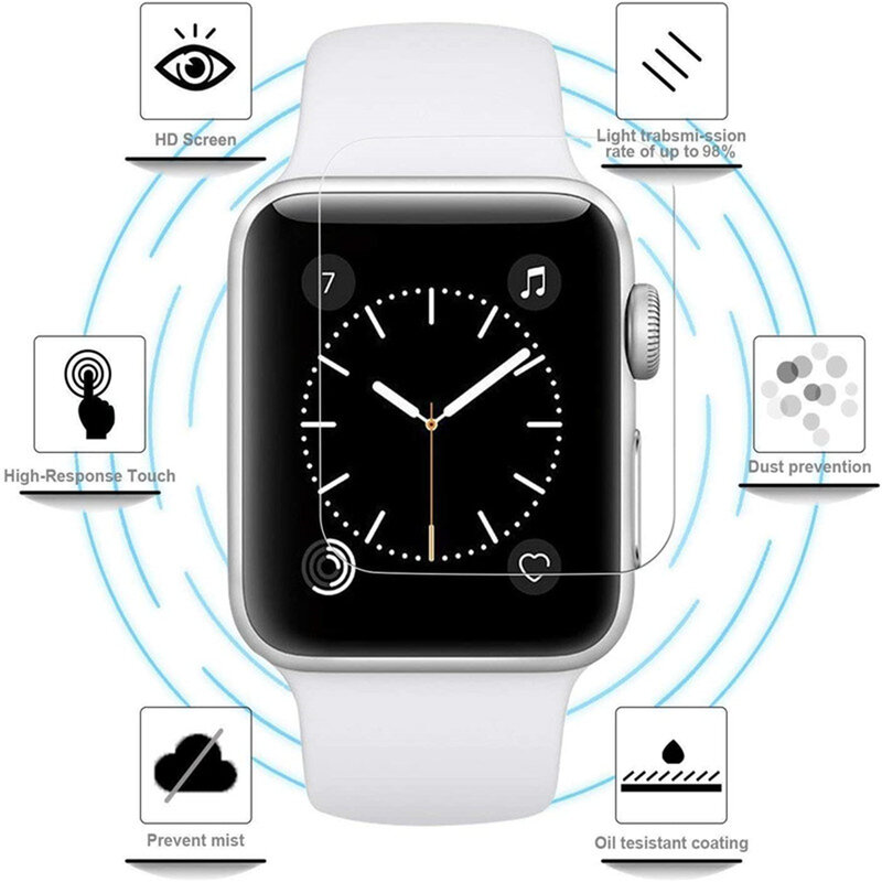 Protecteur d'écran pour Apple Watch, Film de protection en verre HD, iWatch 6, SE, 5, 4, Série 7, 8, 44mm, 40mm, 45mm, 41mm, 38mm, 42mm