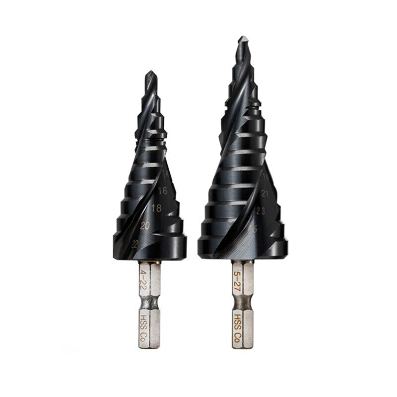 HRC89 M35 Cobalt TiAlN Coated Step Drill Bit 1/4 Inch Hex Shank High Speed Steel Metal Drilling Hole Opener For Stainless Steel