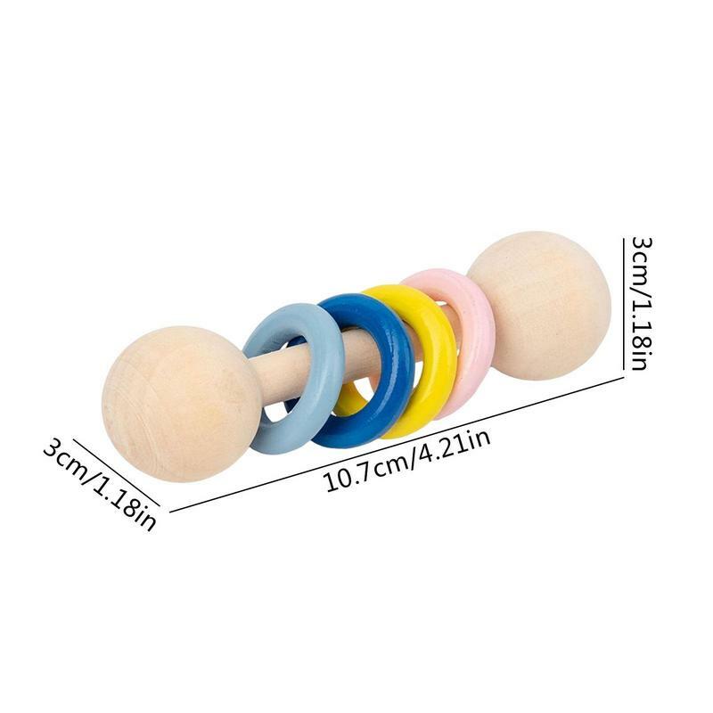 Wood Baby Rattle Teether Beech Wood Ring Montessori Grasping Toddler Toys Wooden Baby Toy Montessori Toys Wood Newborn Chew Toys