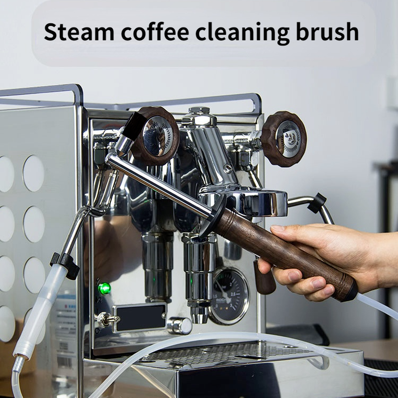 Brosse de nettoyage pour Machine à café, brosse de nettoyage à la vapeur, en Nylon, Anti-brûlure, manche en bois, outil de nettoyage pour Machine à café