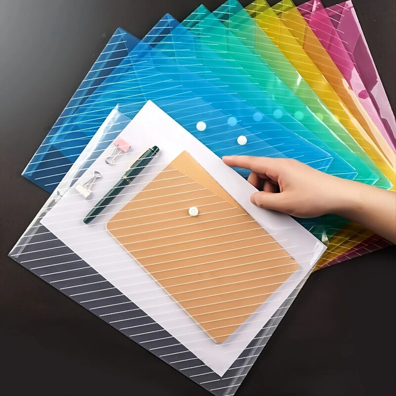 10pcs A4 Transparent Plastic File Bag Document Data Storage Bag With Snap Button Document Papers organizer Stationery supplies
