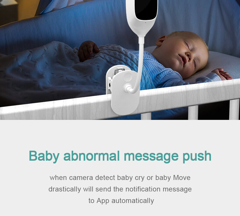 กล้อง3MP ตรวจจับการร้องไห้การมองเห็นได้ในเวลากลางคืนกล้อง WiFi หมุนได้360องศาสำหรับเด็กทารก