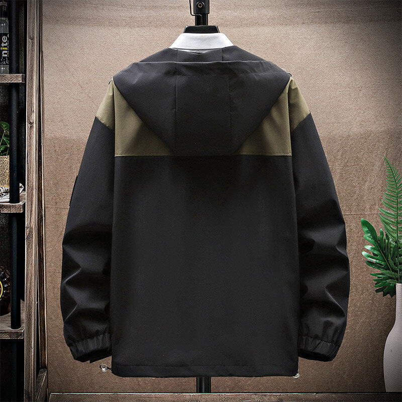 남성용 바람막이 재킷, 캐주얼 패치워크 재킷 코트, 플러스 사이즈 8XL 9XL, 용수철 가을 방수 재킷, 남성 아우터