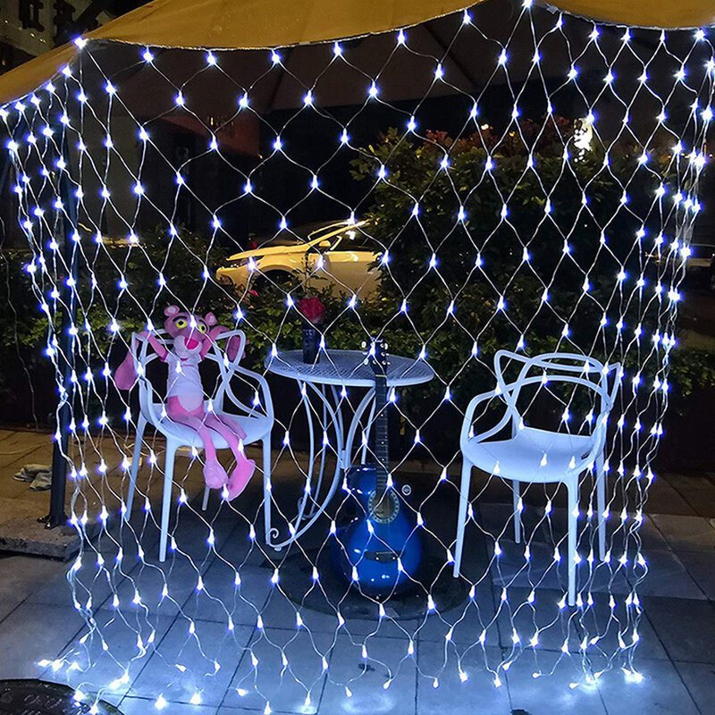 3x2m 2x2m led natal fadas cortina luzes da corda ao ar livre 8 modos de malha peixe net jardim luzes guirlanda para festa de casamento decoração