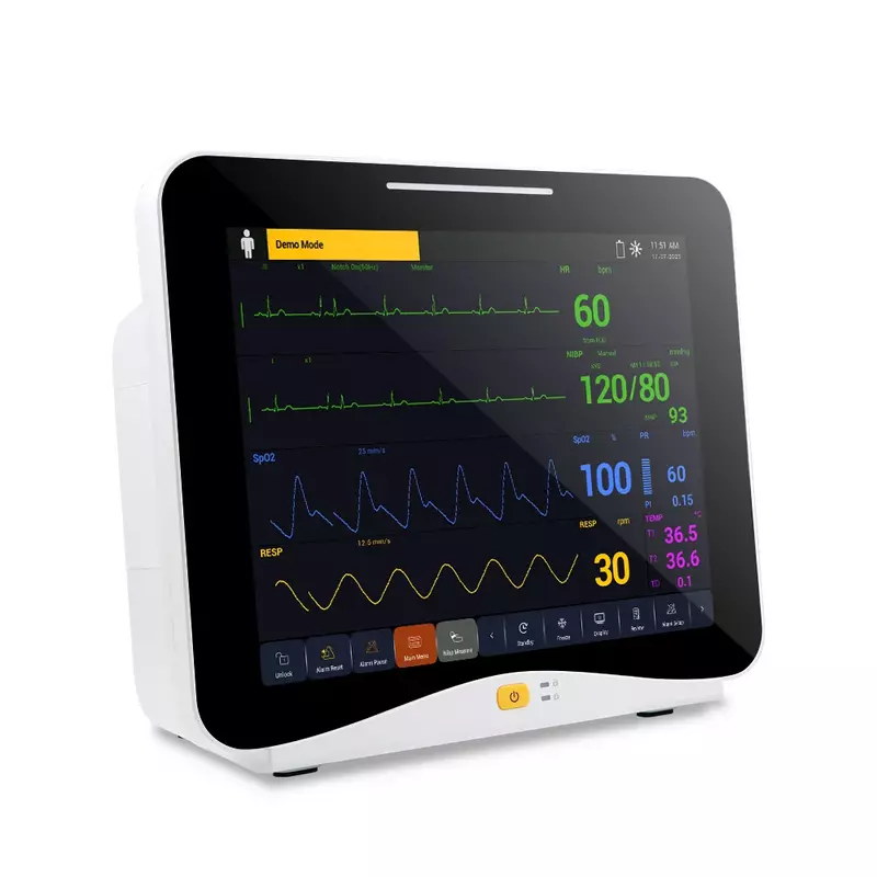 NEWS90-Monitor multiparámetros para pacientes, dispositivo con pantalla táctil de 12,1 pulgadas, UCI o ECG clínico, RESP, NIBP, SpO2, monitoreo de temperatura