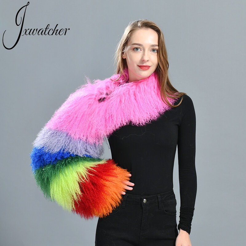 Jxwatcher-진짜 몽골 모피 소매 긴 양털 싱글 슬리브 코트 여성용, 따뜻한, 럭셔리, 천연 모피, 아웃웨어, 가을 겨울