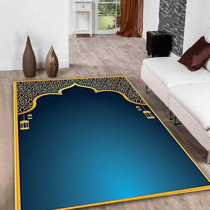 Islam Festival Prayer Carpet Muslim Kneeling Poly Mat Ramadan Kareem for Muslim Islam Area Rug Prayer Floor Mats Non Slip Carpet