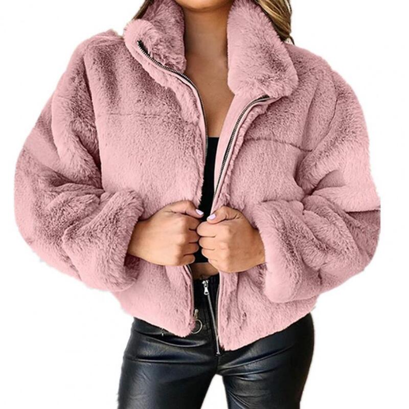 Cardigan de zíper monocromático feminino, jaquetas de pelúcia, outwear misturado de algodão, design de viagem, roupas femininas, outono, inverno