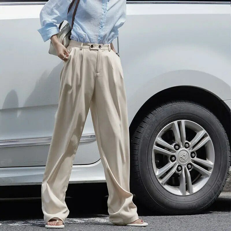Pantalon pour femmes, Style japonais, minimaliste, sur mesure, plissé, taille Empire, rétro, décontracté, Baggy, élégant, ample, Vibe, High Street Ins