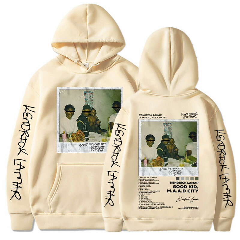 Rapper Kendrick Lamar Good Kid Hoodie Men Women's Hip Hop Music Album Graphic Hooded Sweatshirts Oversized Fashion Streetwear