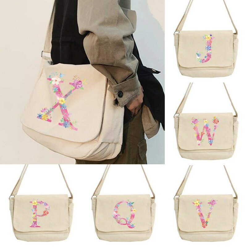 Messenger Bag Japanese Ulti-function Messenger Bag Simple Youth Harajuku College Style Portable One-shoulder Pink Pattern Bags