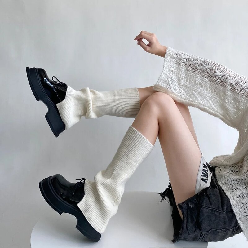 Wool Leg Wamers Cashmere Y2k Girls Harajuku Long Socks Stocking for Women Leg Warmers Thermal Foot Cover Knee Sock Autumn Winter