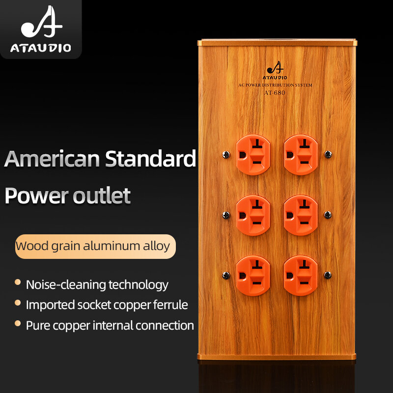 HIFI power US row plug high-power wood grain aluminum alloy socket audio PA special power socket