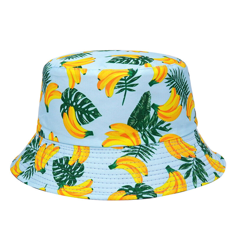2022 Creative New Fruit Pattern Fisherman Hat European and American Men Women Outdoor Leisure Sun Visor Double-sided Bucket Hat