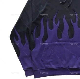 새로운 보라색 불꽃 인쇄 스웨터 까마귀 넓은 영역 인쇄 개성 트렌드 스웨터 까마귀 2022