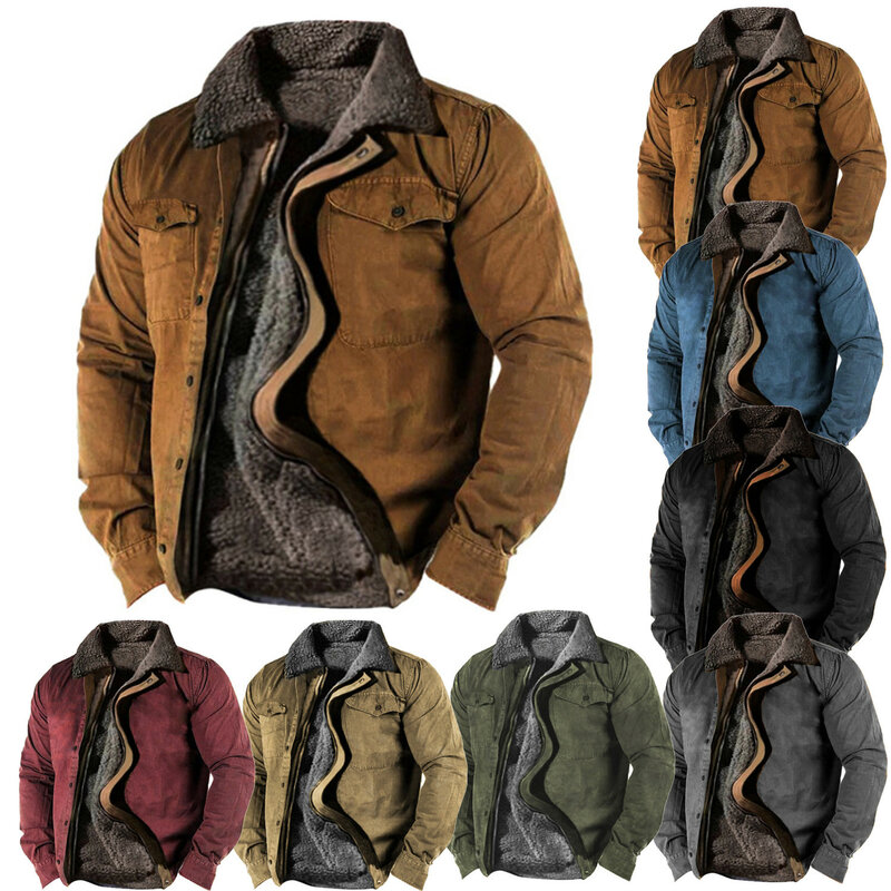 Coat Heavy Jackets For Men Winter Coat 2023 Men'S Casual Camouflage Sports Sweatshirt Long Sleeve Zipper Loose Cotton Jacket