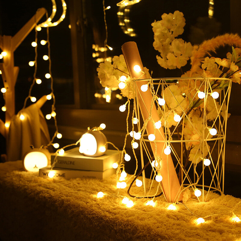 Guirnalda de bolas LED con alimentación USB, lámpara de hadas, cadena de luz al aire libre, colorida, cálida, decoración de fiesta de boda y Navidad, decoración de habitación DIY