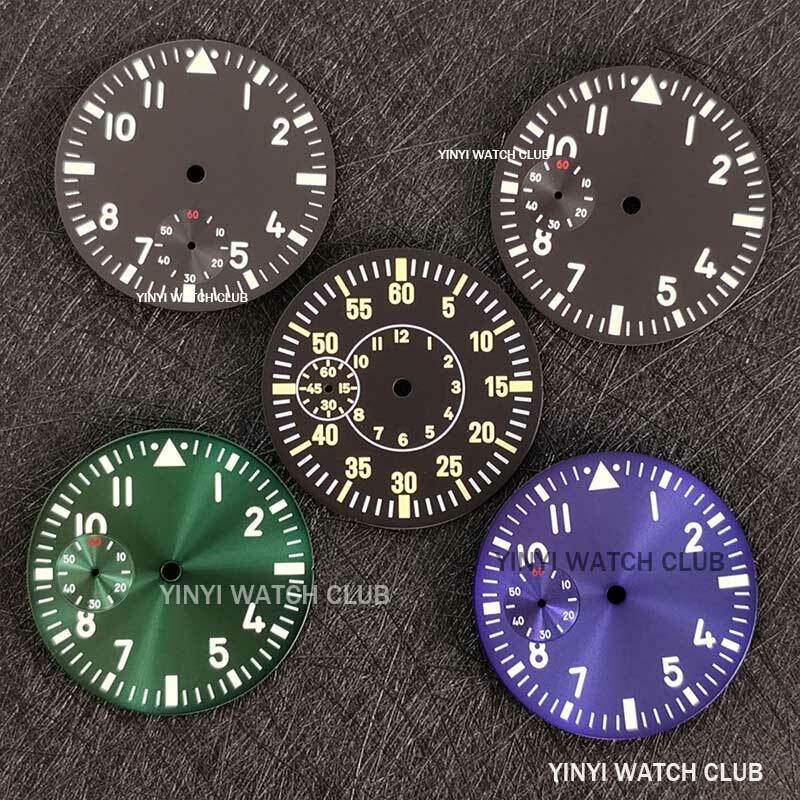 Циферблат для часов 38,8 мм, зеленые, черные, фиолетовые, с подсветкой для ETA6497/6498 ST3600/ST3620, циферблат для часов