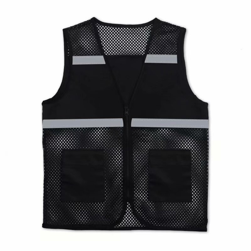 Men Women Workwear Vests Coat All Season Mesh Vest Jacket Loose Reflective Strip Printed Fishing Outdoor Vest Tops Outwear
