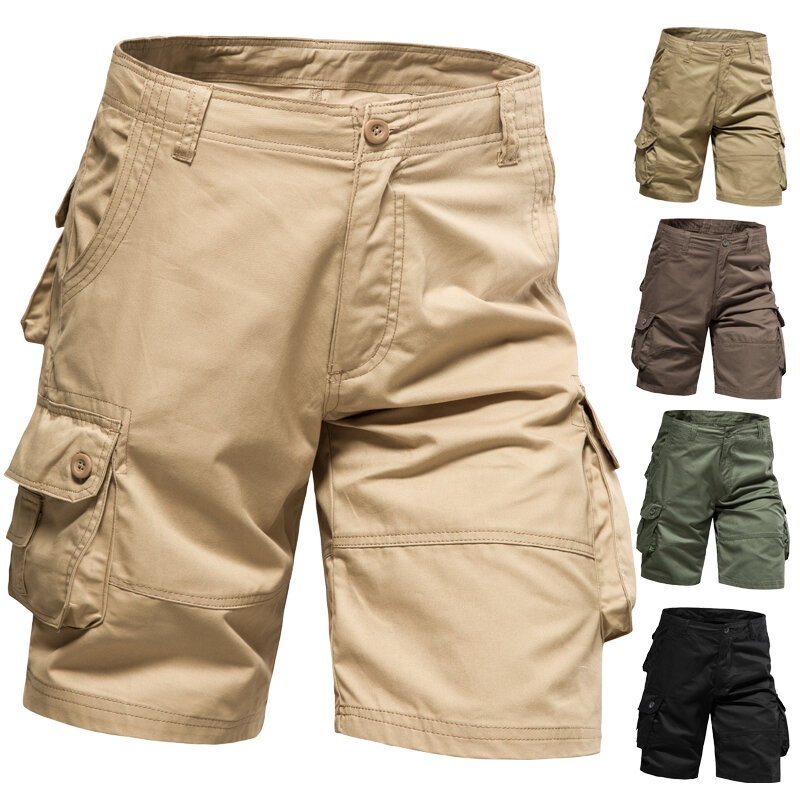 Шорты мужские свободного покроя, комбинезон с несколькими карманами, хлопковые удобные никелевые брюки, повседневные спортивные пляжные штаны для активного отдыха, большие размеры, на лето