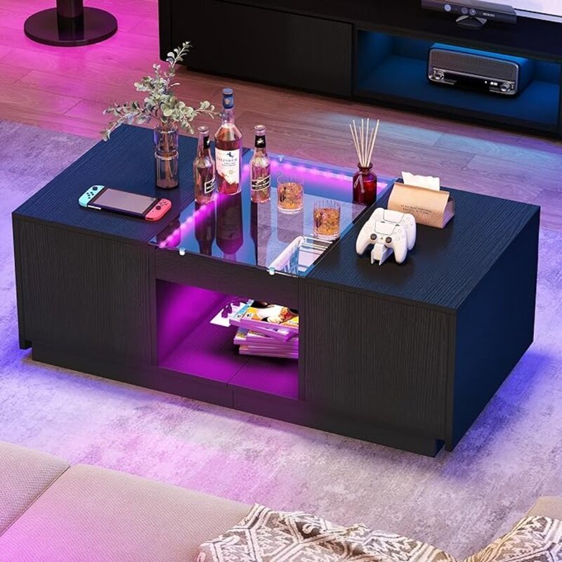 โต๊ะชาและกาแฟสำหรับห้องนั่งเล่นโต๊ะกาแฟ LED ปลายโต๊ะในร้านเสริมสวยเฟอร์นิเจอร์รับประทานอาหารกาแฟบริการด้านข้างคาเฟ่