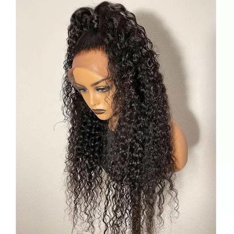 180Density Kinky Curly Black Color Lace Front Wig For Women With BabyHair Preplucked Heat Resistant Daily Soft Glueless 26“Long