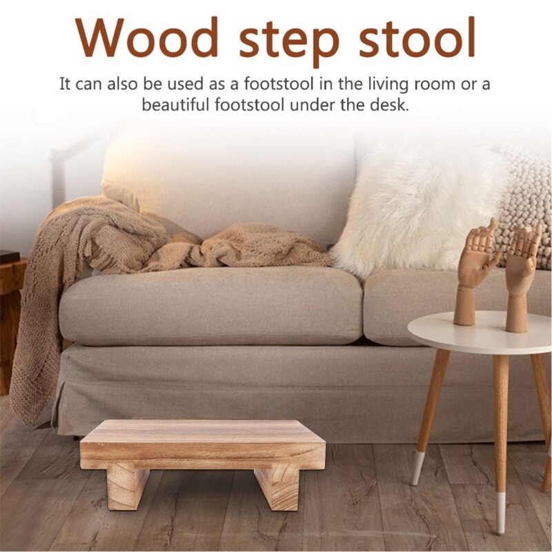 Taburete madera multifuncional para pies, taburete noche antideslizante para dormitorio y sala estar