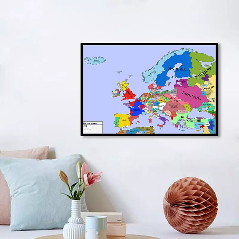 90*60 cm europa polityczna i drogowa mapa nowoczesna ściana plakat artystyczny płótno obraz dekoracyjny do domu dzieci szkolne