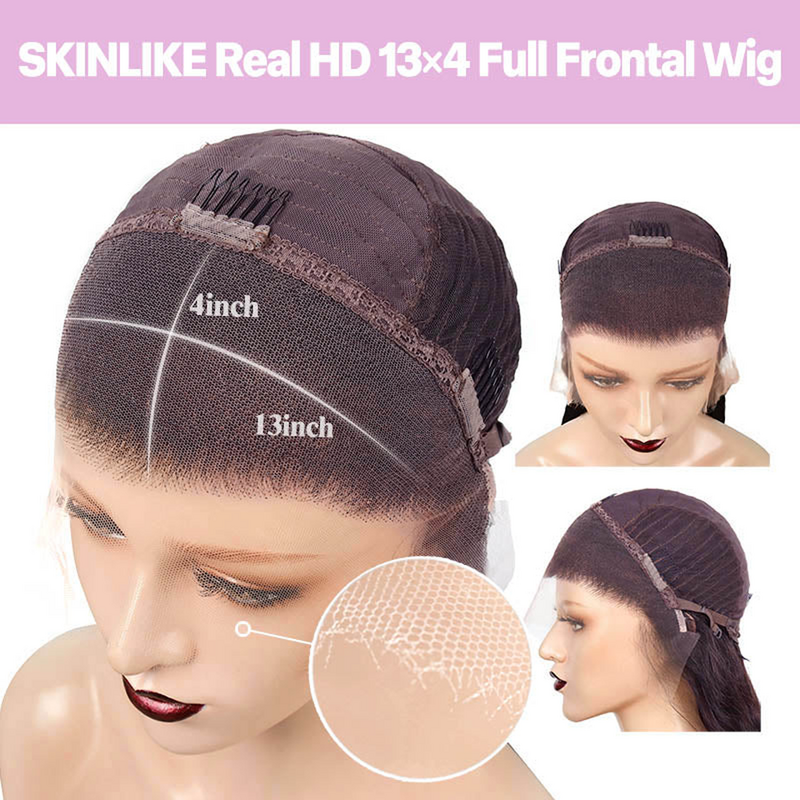 女性のための滑らかなレースのフロントウィッグ,人間の髪の毛,HD,13x4, 13x4