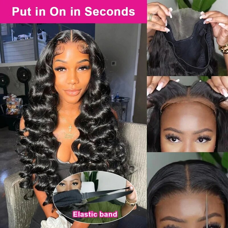 5x5 HD Lace Closure Wigs Human Hair Loose Deep Wave Lace Frontal Wig Glueless Preplucked Human Wigs Ready To Go Ready to Wear