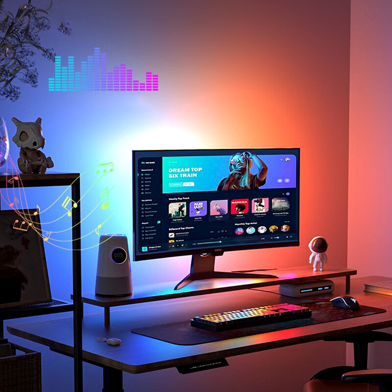 Gaming Lights Strip com Controle Inteligente, Retroiluminação do Monitor do Computador, Tela RGB, Luz de Sincronização de Cores, LED, Atmosfera de Férias