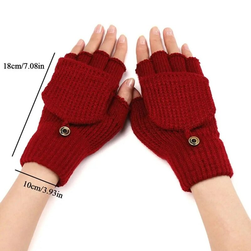 1 Pair Exposed Finger Windproof Solid Color Warm Gloves Half Finger Gloves Knitting Mitten Touch Screen Gloves
