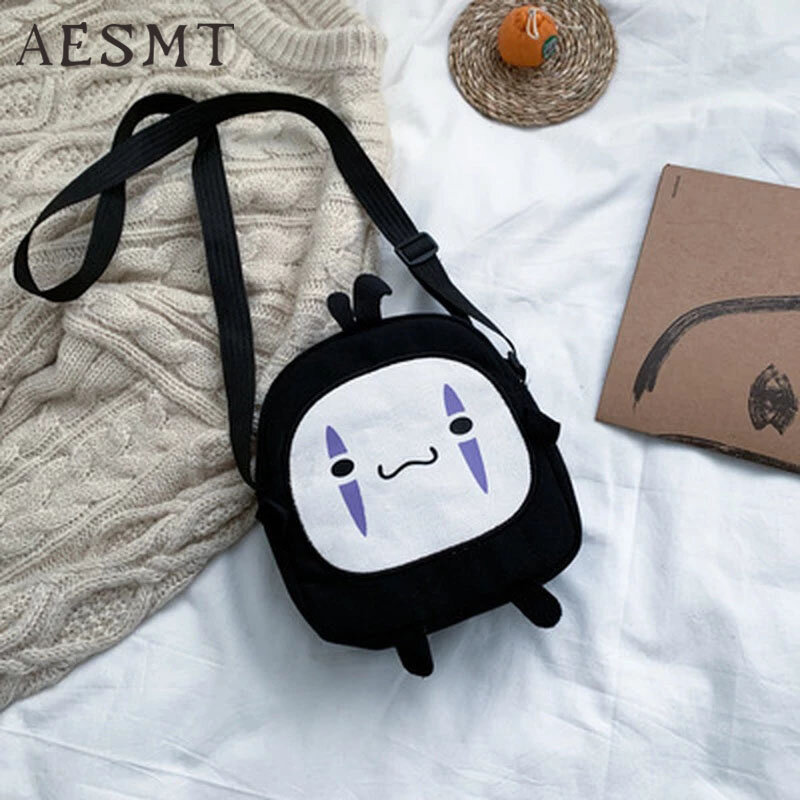 Anime Cute No Face Man Plush Bag Hayao Miyazaki Messenger Bag for Kids Adults Kawaii School Bags Unisex