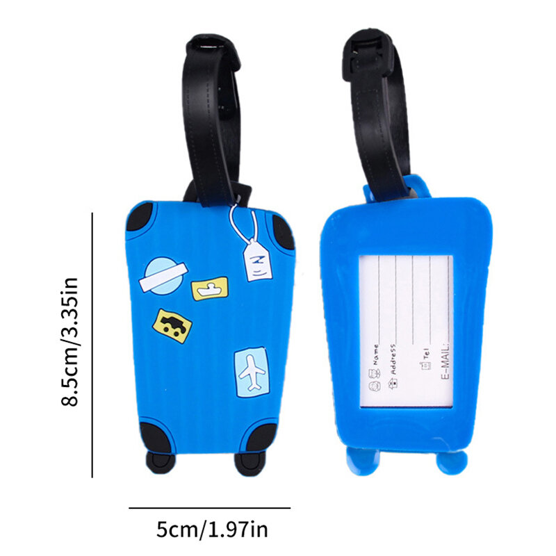 1 buah Tag bagasi PVC Fashion aksesori perjalanan untuk tas Tag bagasi portabel gaya kartun untuk anak perempuan anak laki-laki penutup kartu