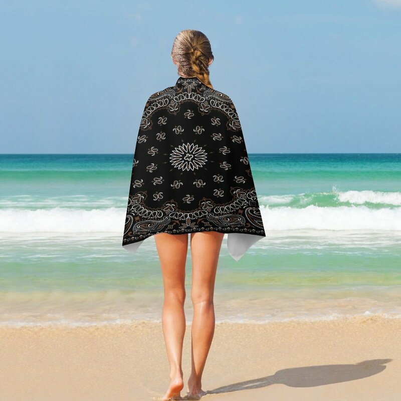 2023 neues Design Bandana Strand Pool Handtuch Strand Frauen Bade bekleidung Schal weichen Stoff Badet uch Mode Kunst Muster benutzer definierte