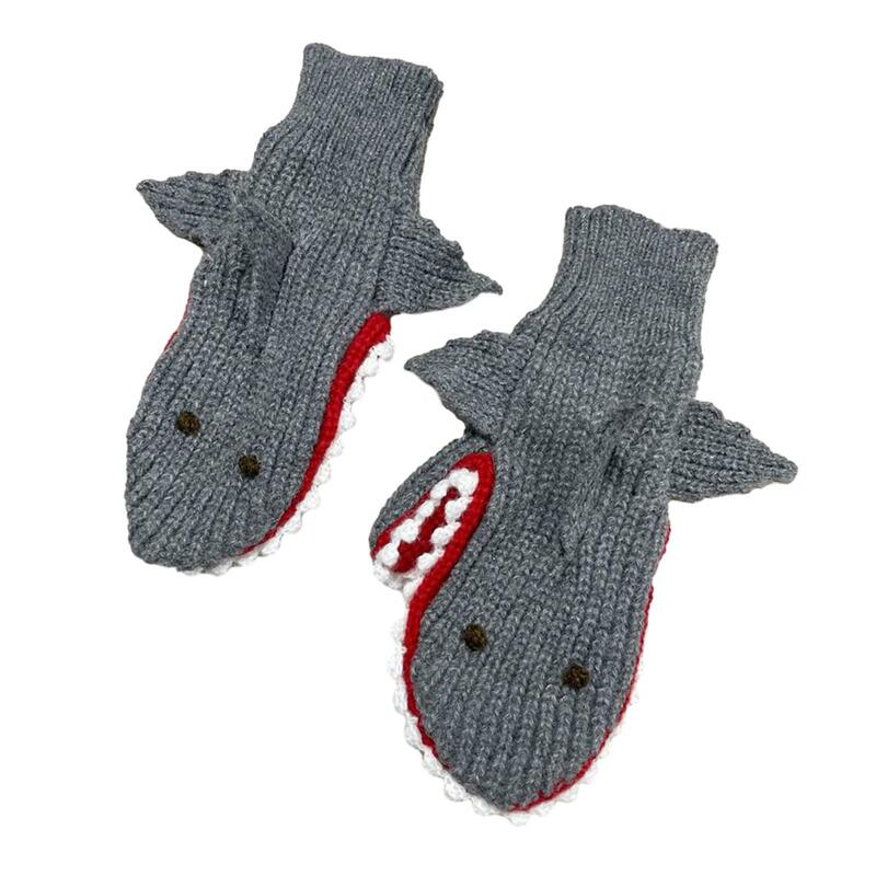 Перчатки с акулами, эластичные манжеты для мужчин, женщин, мальчиков, девочек, зимние теплые перчатки, варежки, перчатки, вязаные перчатки для бега, пешего туризма, на открытом воздухе, Рождество