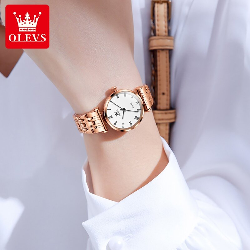 OLEVS Brand 2024 New Fashion Women Simple Quartz Watch Luxury cinturino in acciaio inossidabile orologi da donna impermeabili Relogio Feminino